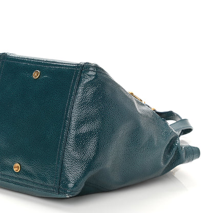 Saint Laurent Patent Small Downtown Tote Petrol Blue 8 of 8