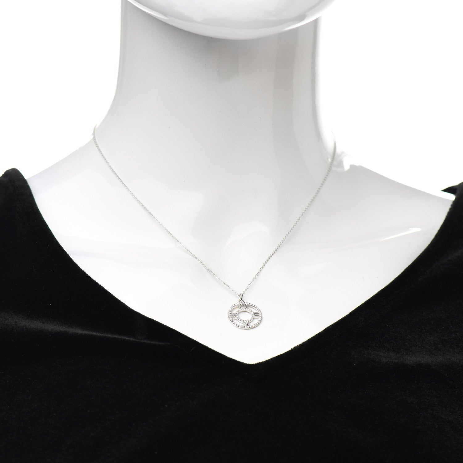 Tiffany 18K White Gold Diamond Small Atlas Open Pave Pendant Necklace 2 of 5