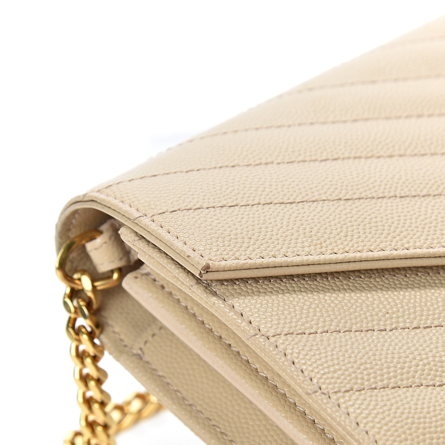 Grain De Poudre Matelasse Chevron Monogram Chain Wallet Nude Powder