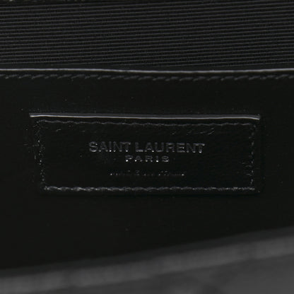 Saint Laurent Grain De Poudre Textured Mixed Matelasse Triquilt Medium Monogram Satchel Black 7 of 10