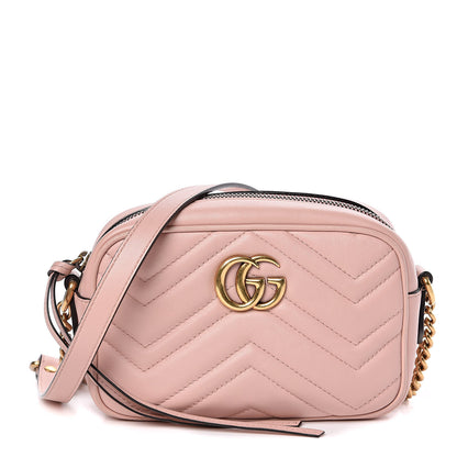 Gucci Calfskin Matelasse Mini GG Marmont Chain Shoulder Bag Perfect Pink 1 of 10