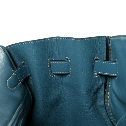 Hermes Taurillon Clemence Birkin 35 Blue Jean 16 of 47