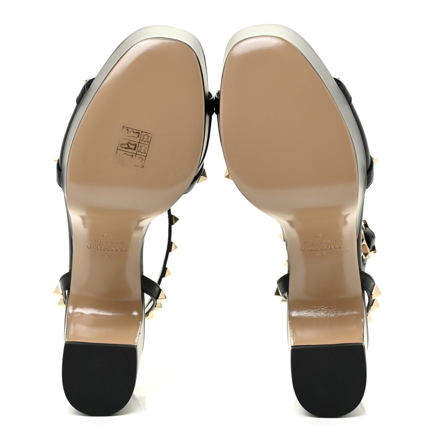 Calfskin Rockstud 35/75mm Platform Sandals 37 Black