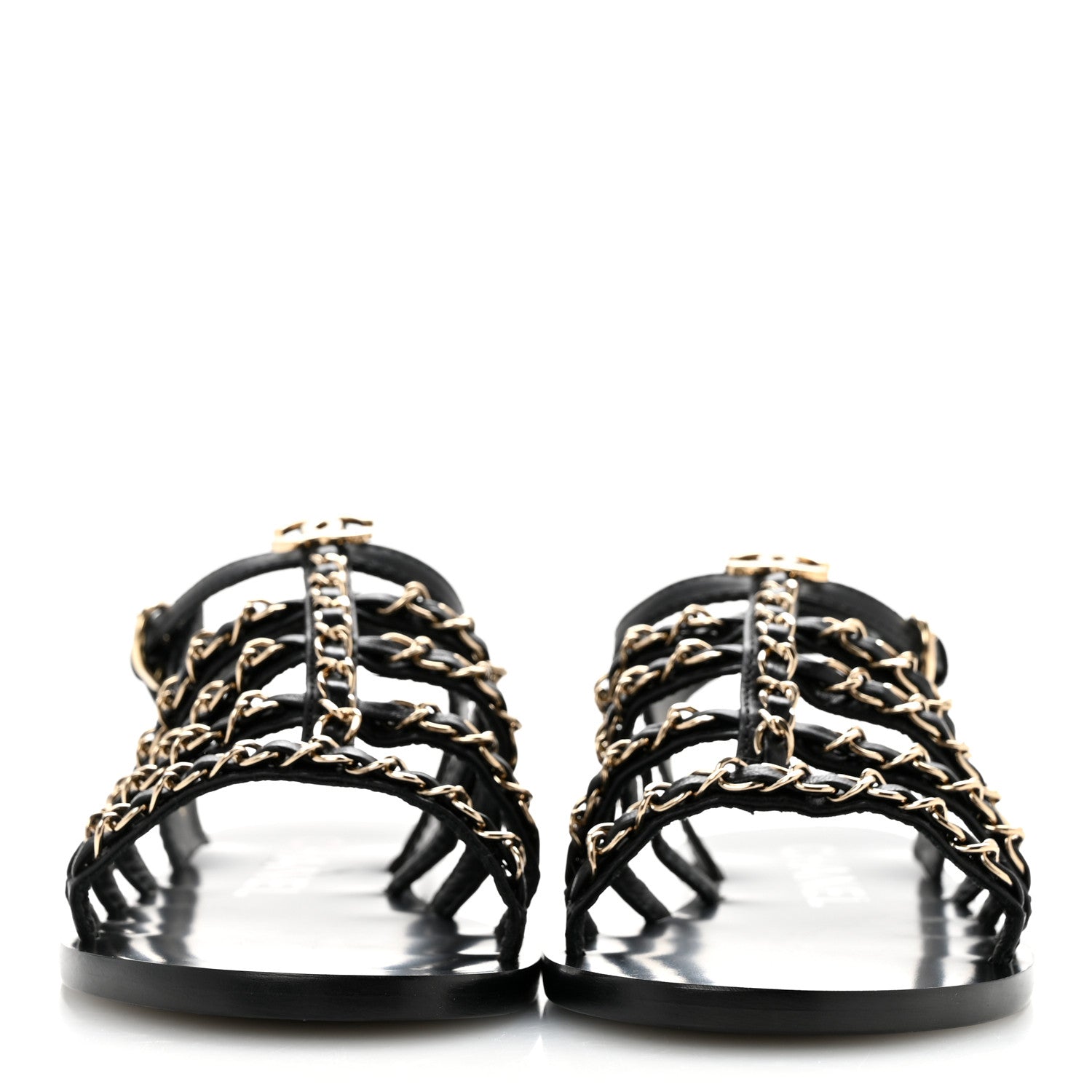Chanel Calfskin Multi Chain CC Sandals 37 Black 37 Black 3 of 10