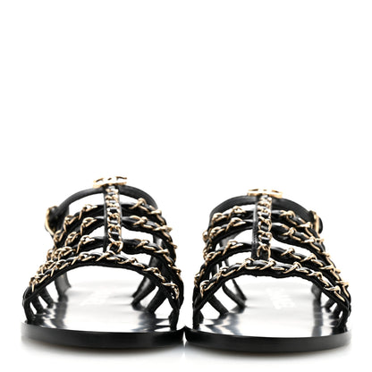 Chanel Calfskin Multi Chain CC Sandals 37 Black 37 Black 3 of 10