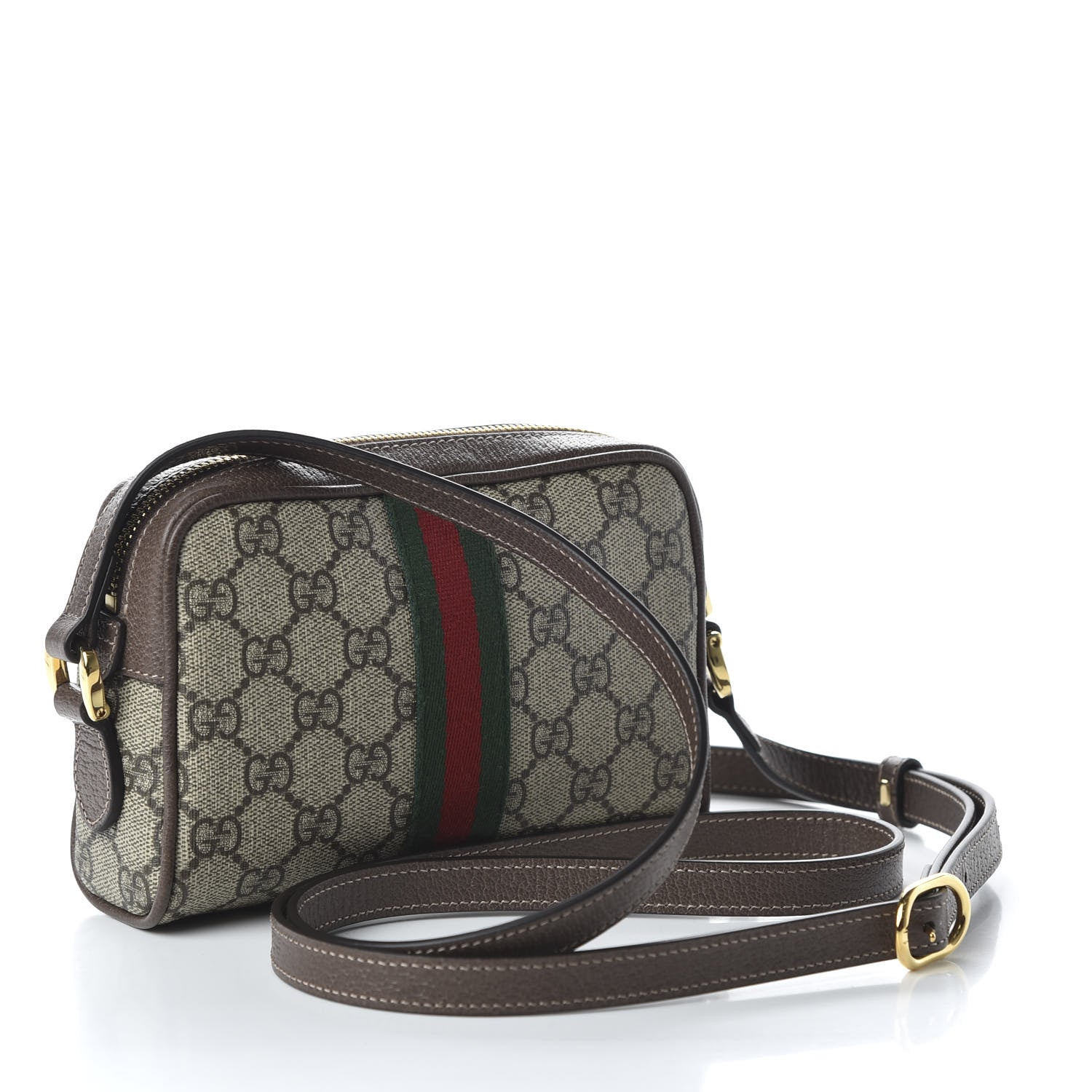 Gucci GG Supreme Monogram Web Mini Ophidia Shoulder Bag Brown 3 of 10