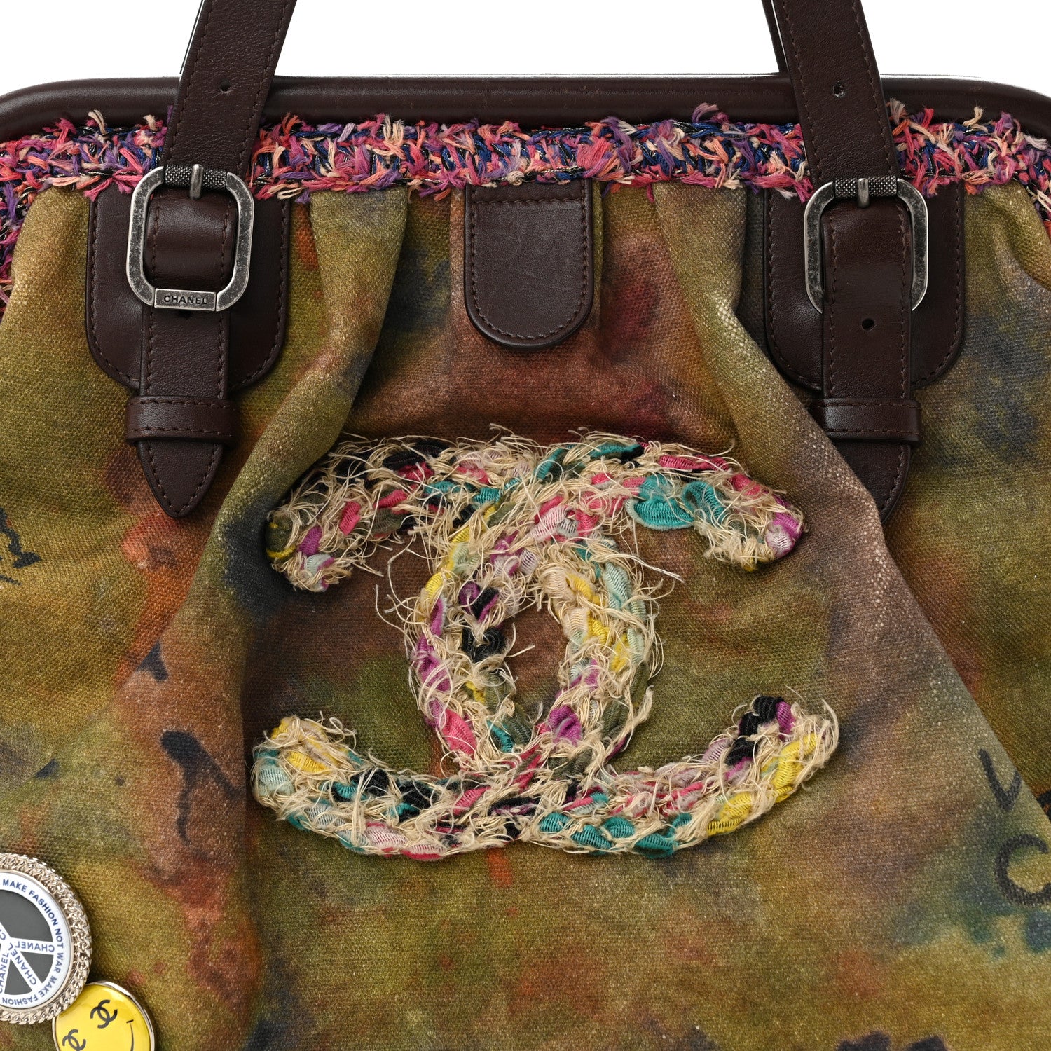 Chanel Washed Toile Graffiti On The Pavements Bowler Khaki Multicolor 8 of 12
