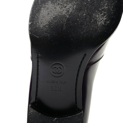 Chanel Glazed Calfskin CC Loafers 38.5 Dark Purple 7 of 12