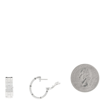 Cartier 18K White Gold Tank Francaise Hoop Earrings 2 of 5