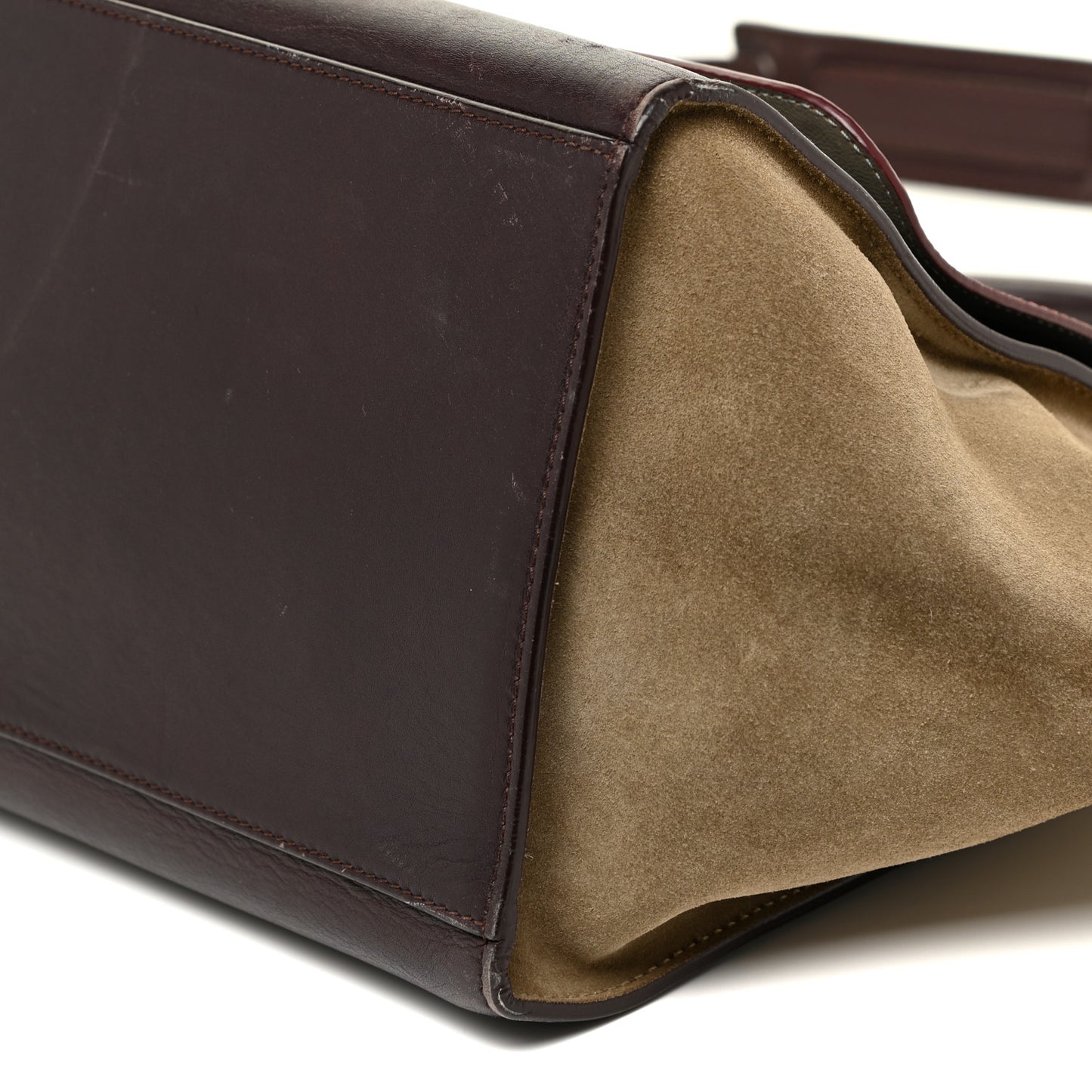 Calfskin Suede Tri-Color Medium Trapeze Burgundy