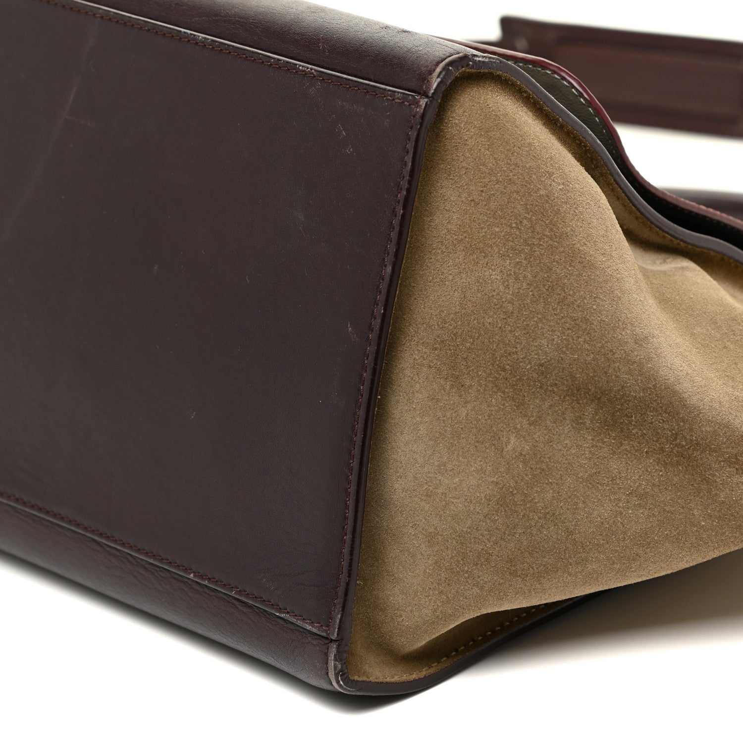 Celine Calfskin Suede Tri-Color Medium Trapeze Burgundy 9 of 32
