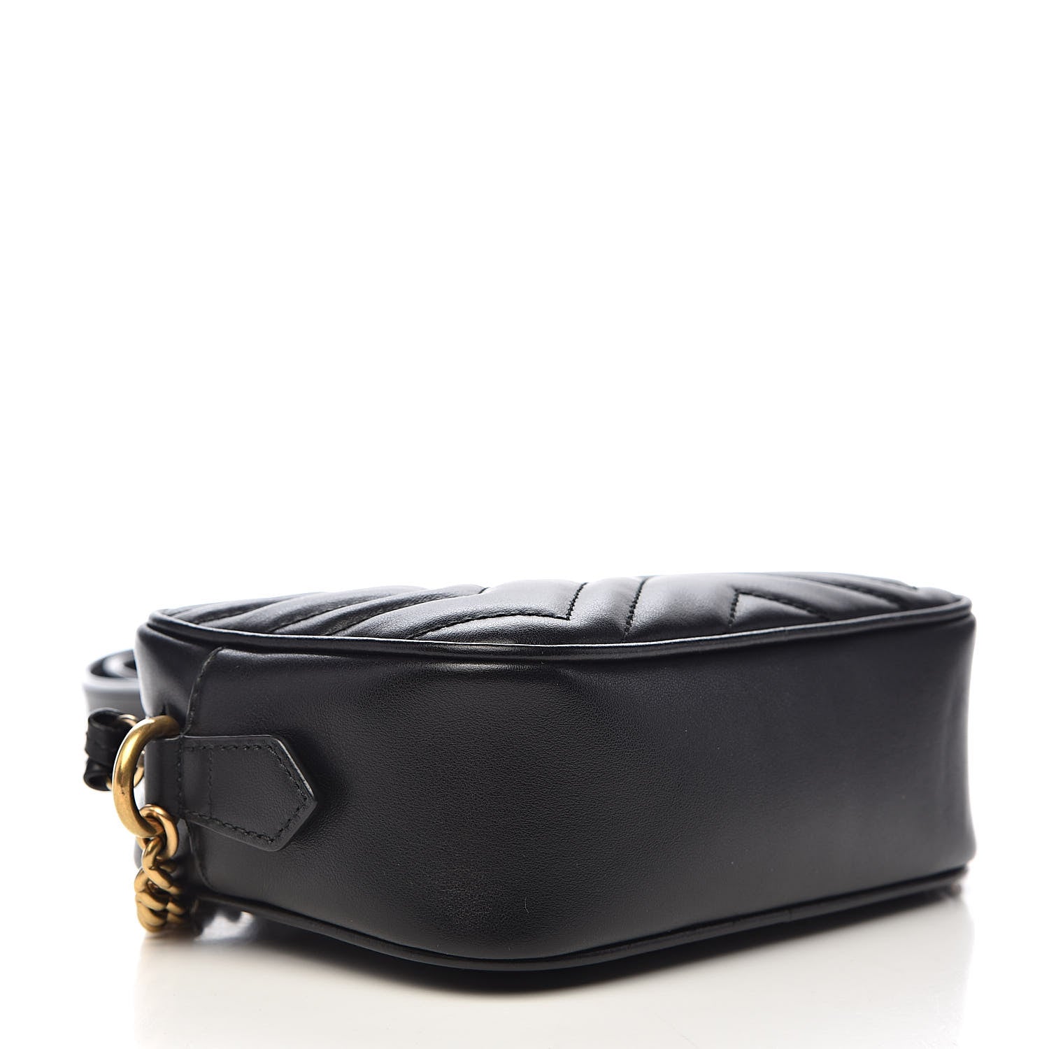 Gucci Calfskin Matelasse Mini GG Marmont Chain Shoulder Bag Black 4 of 10