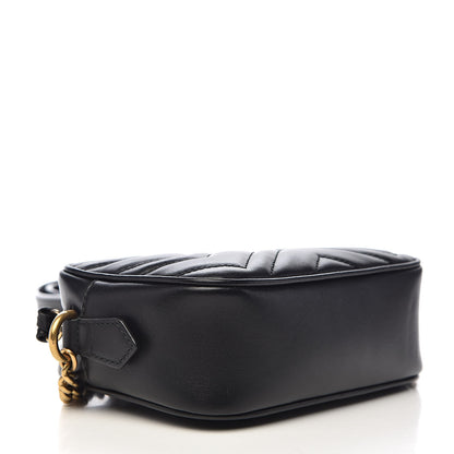 Gucci Calfskin Matelasse Mini GG Marmont Chain Shoulder Bag Black 4 of 10