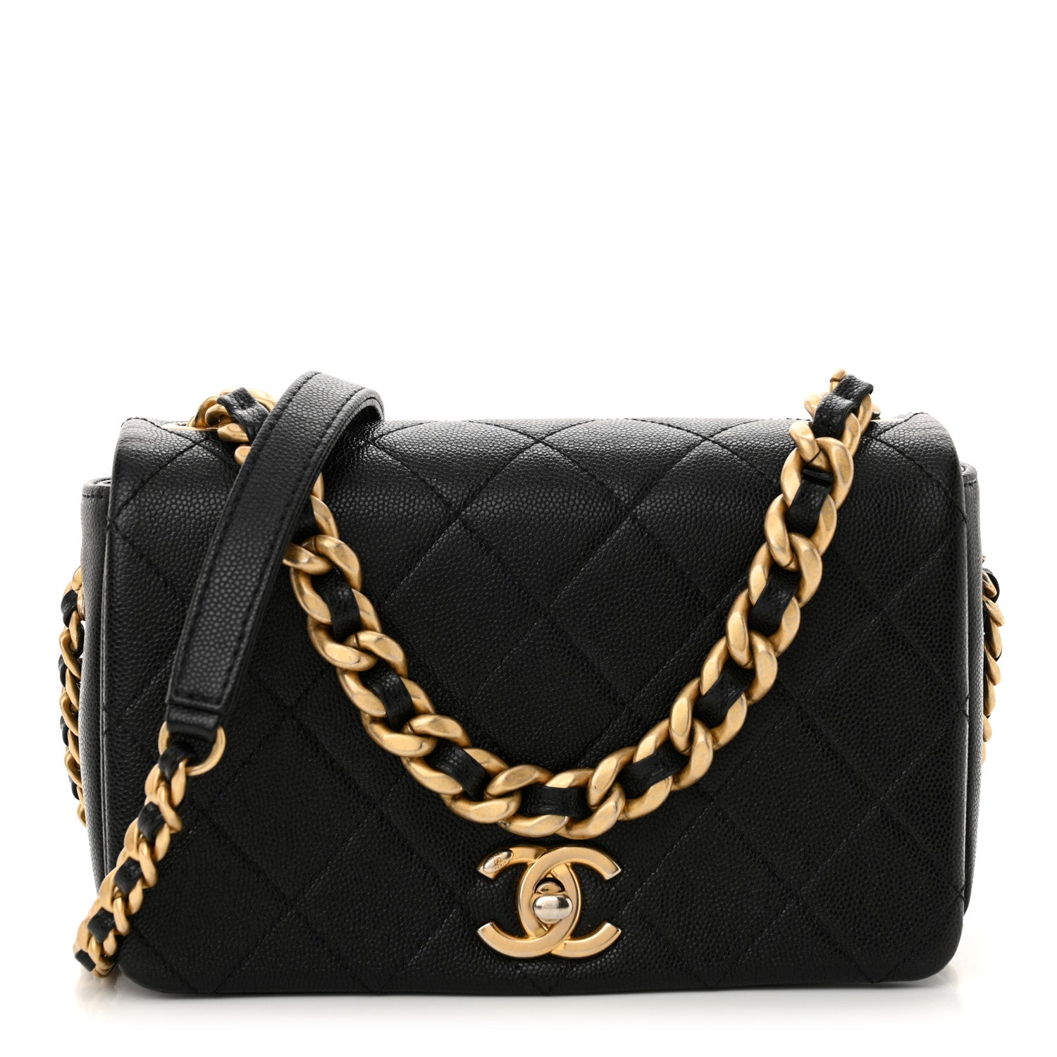 Chanel Caviar Quilted Small Fashion Therapy Flap Bag Black 1626123