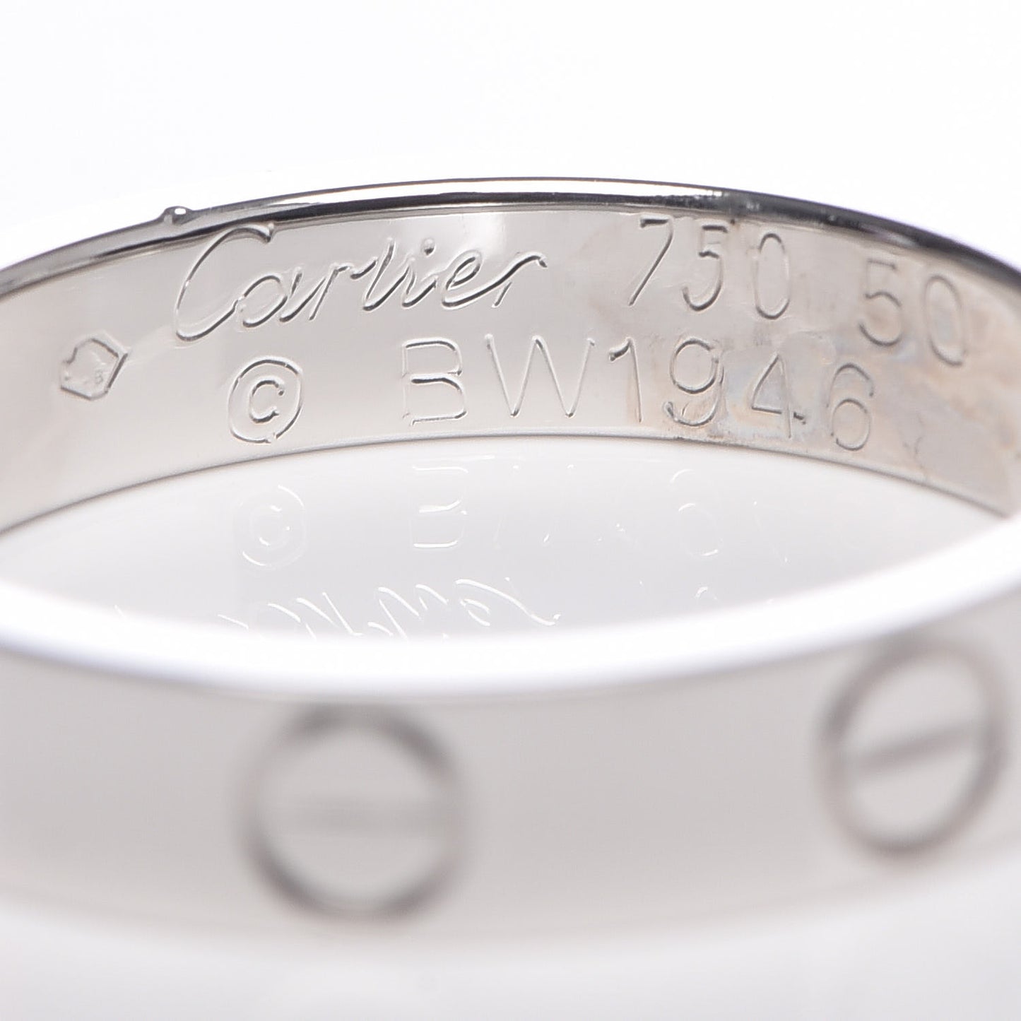 18K White Gold 3.5mm LOVE Wedding Band Ring 50 5.25