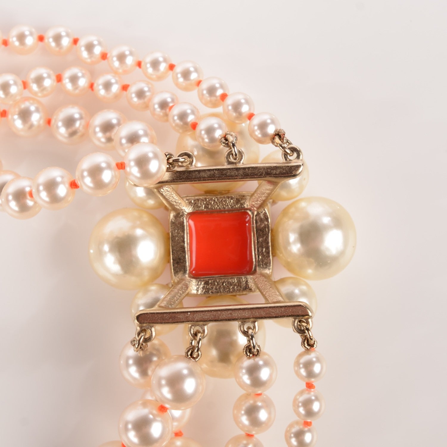Chanel Pearl Multi Strand Long CC Necklace Gold 4 of 7