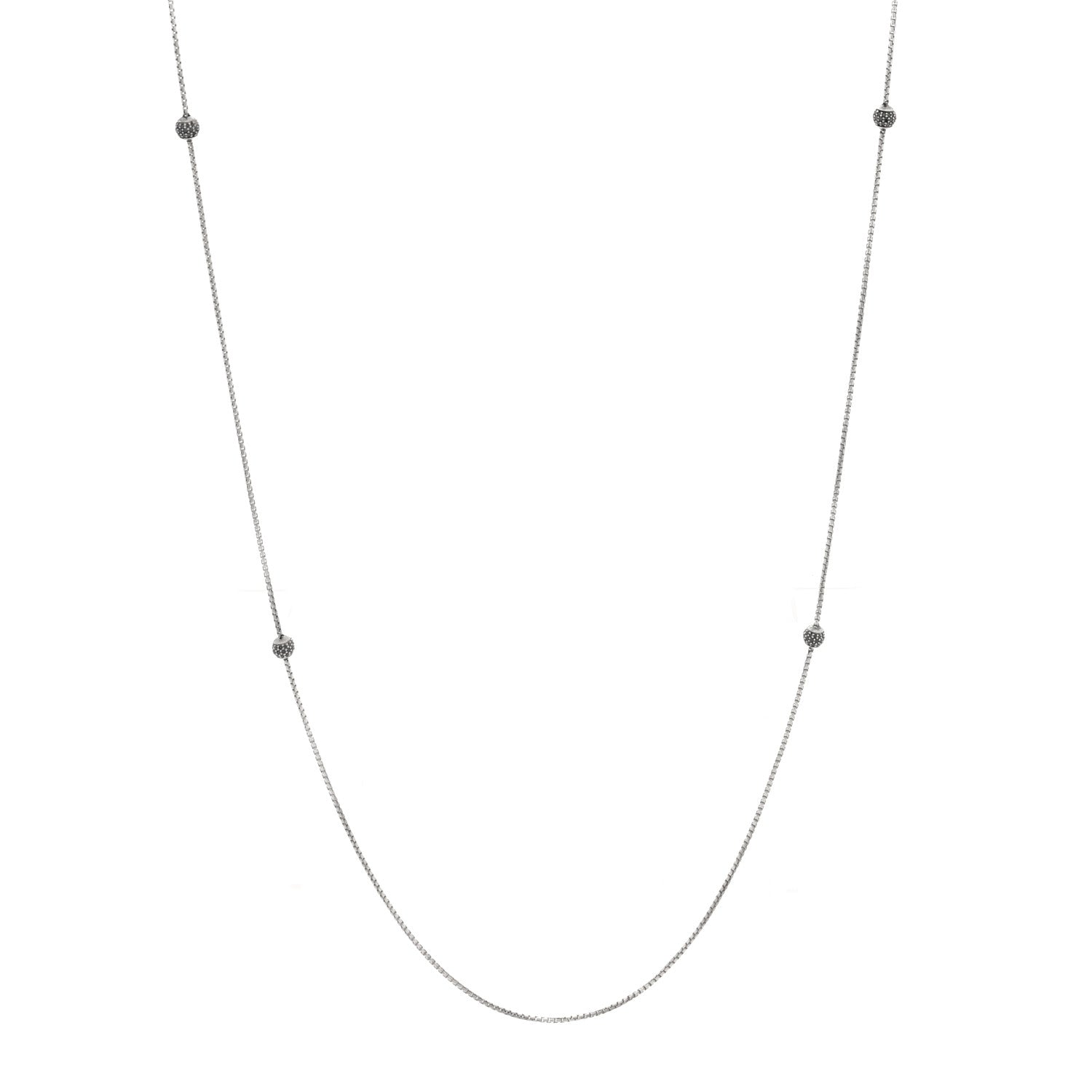 David Yurman Sterling Silver Black Diamond Pave Ball Station Necklace 1 of 4