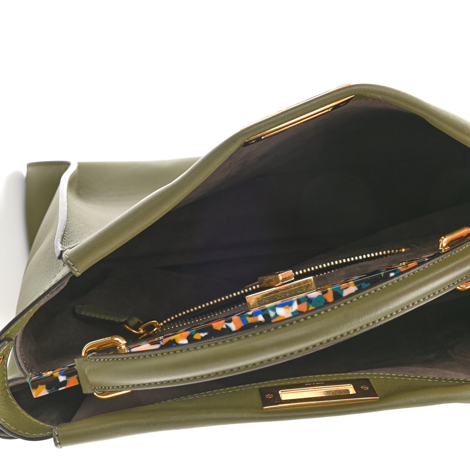 Fendi Vitello Seta Plexiglass Granite Large Peekaboo Iconic Satchel Equatore 5 of 10
