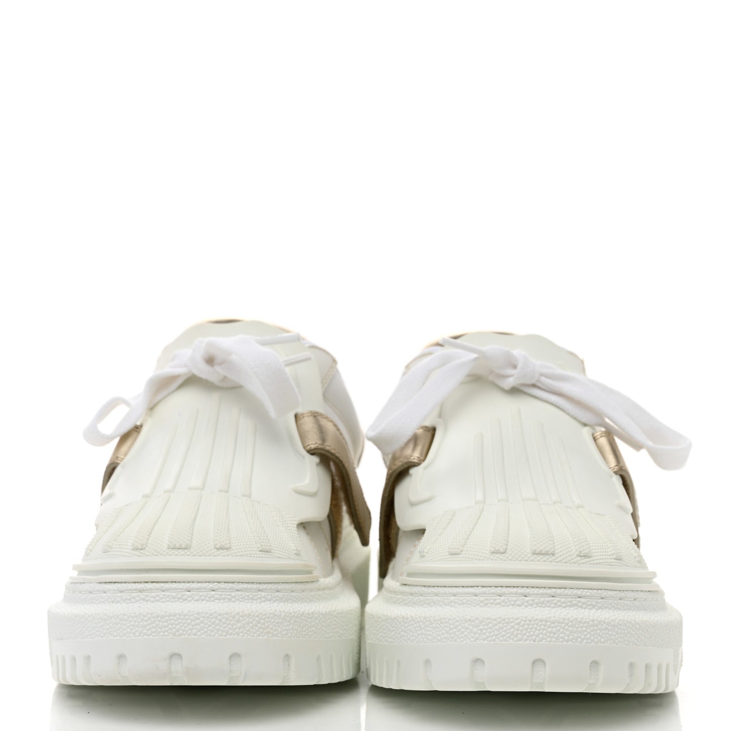 Laminated Calfskin Dior-ID Platform Sneakers 37.5 Off White Gold