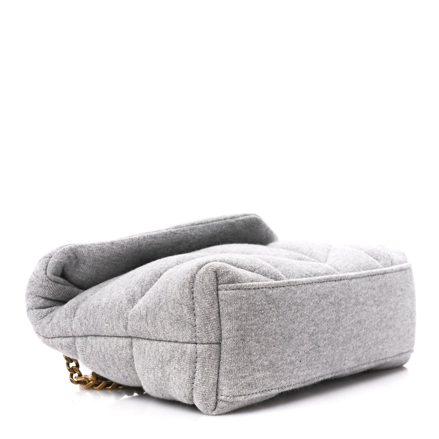 Saint Laurent Jersey Quilted Toy Loulou Puffer Monogram Chain Satchel Grey Cloud 3 of 9