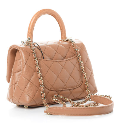 Chanel Caviar Lizard Embossed Quilted Extra Mini Coco Handle Flap Brown 3 of 10