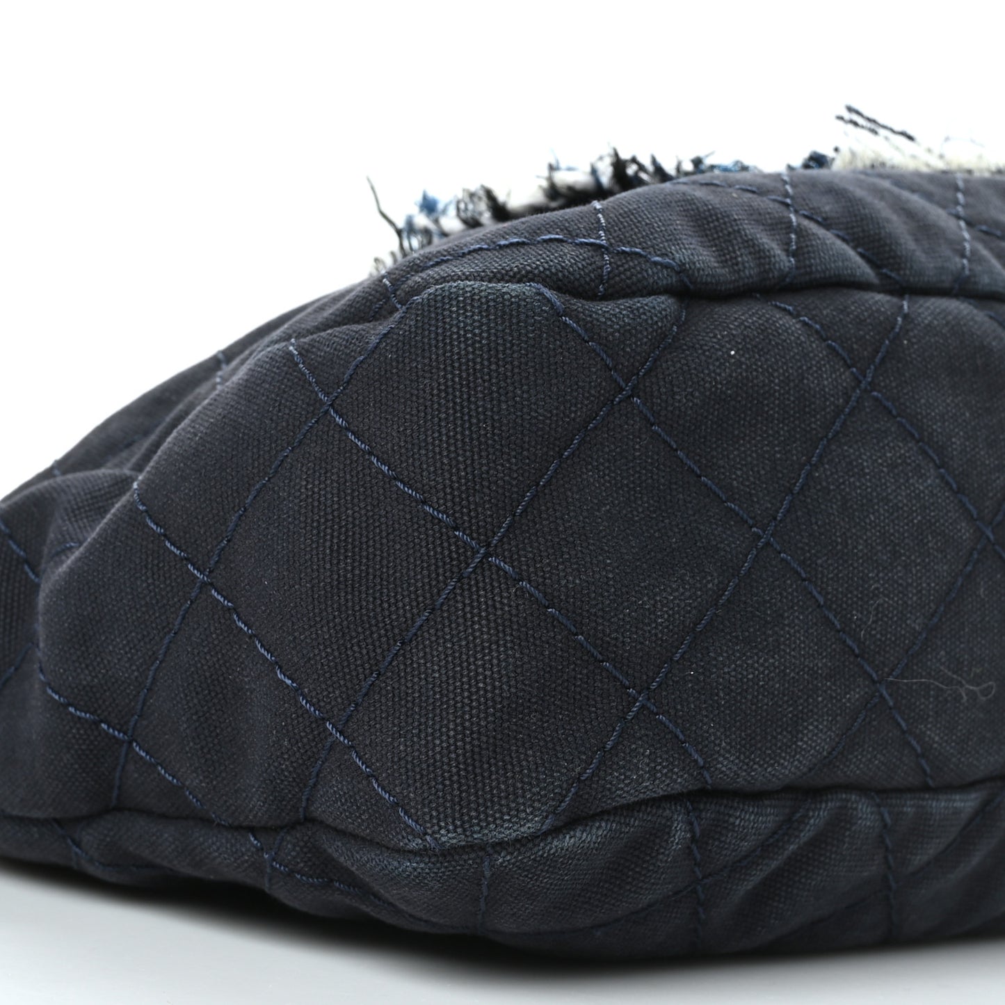 Canvas Quilted La Pausa Large Shopping Tote Navy