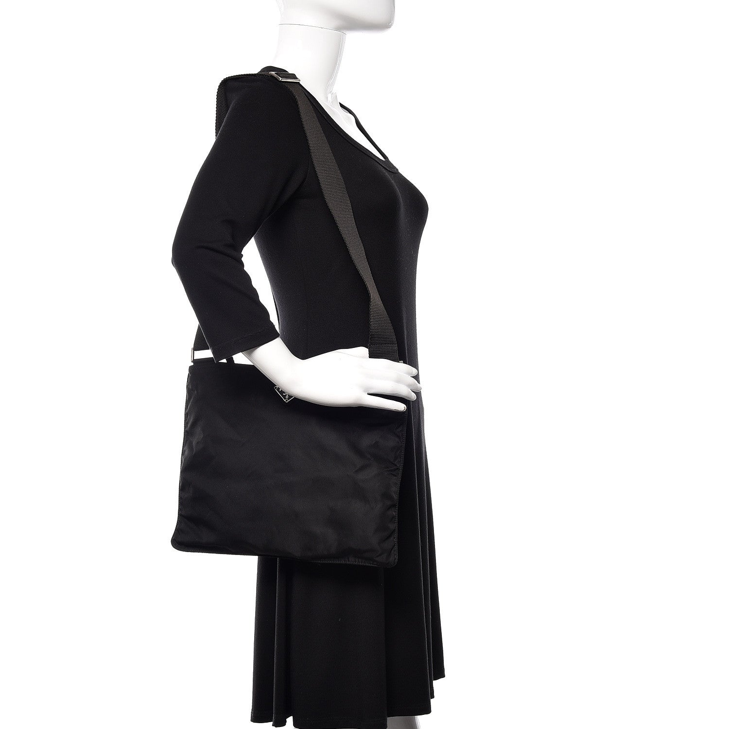 Prada Nylon Flat Messenger Bag Black 2 of 11
