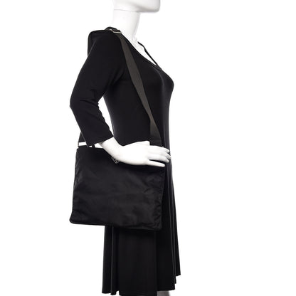 Prada Nylon Flat Messenger Bag Black 2 of 11