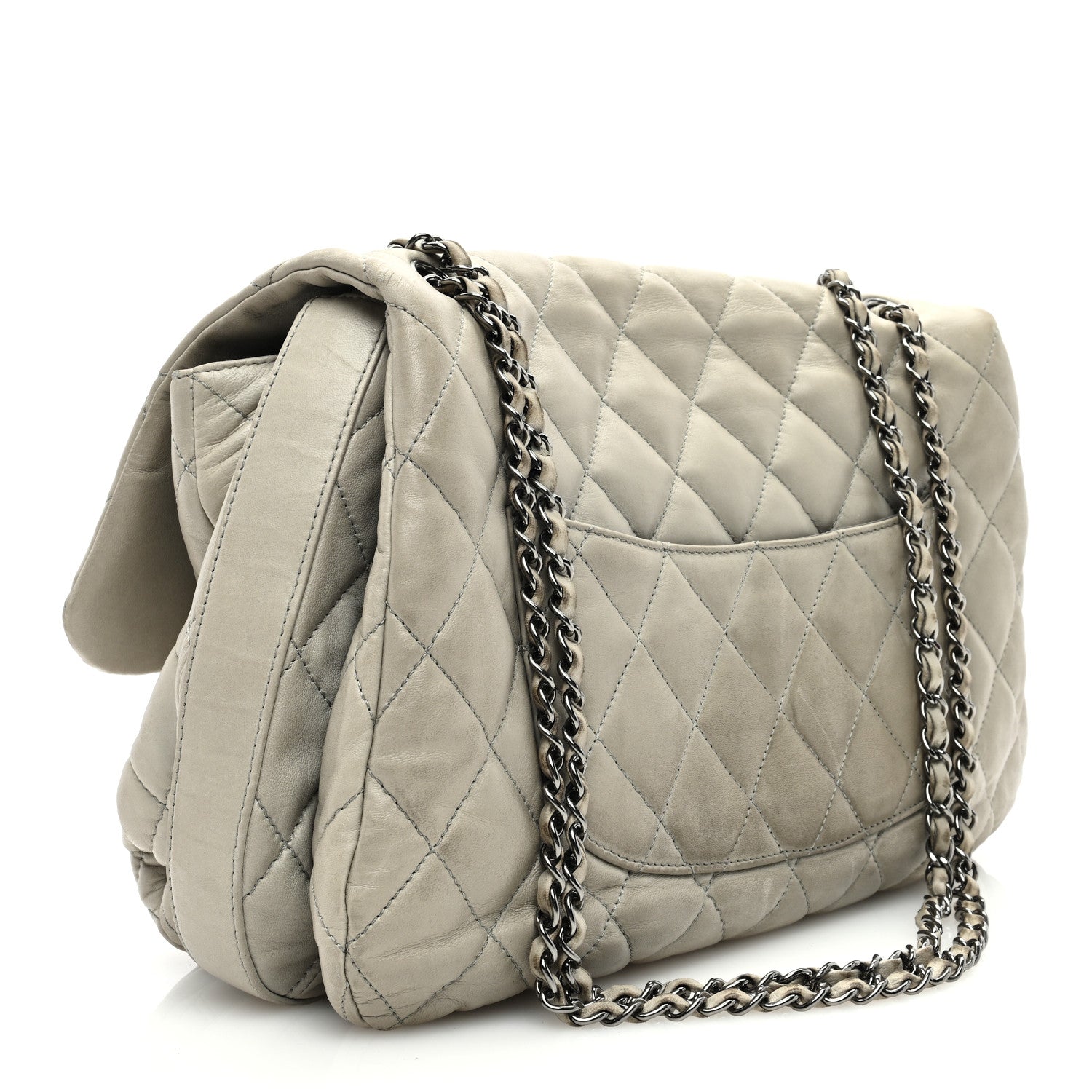 Chanel Lambskin Maxi Quilted Chanel 3 Flap Bag Grey 3 of 16