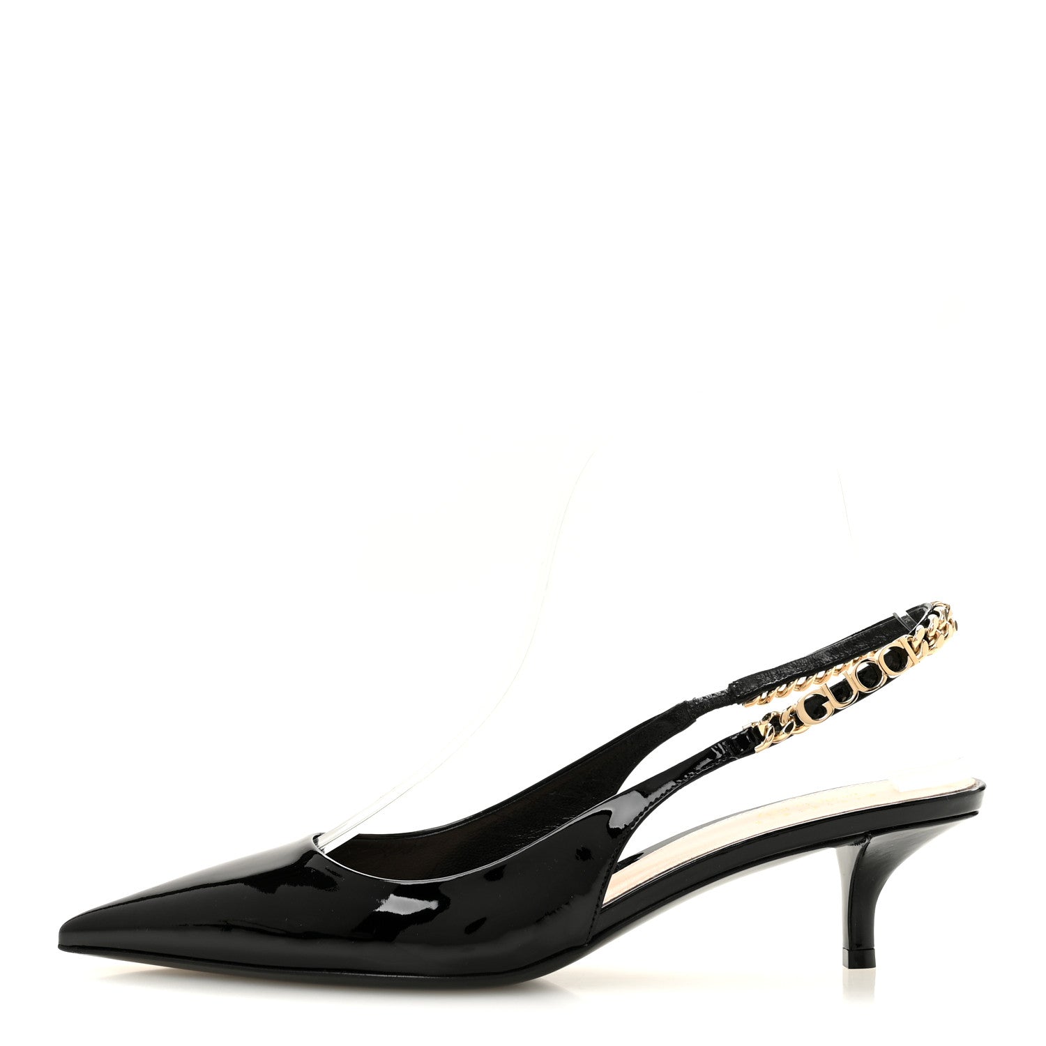 Gucci Patent Signoria 35mm Slingback Pumps 37 Black 1 of 10
