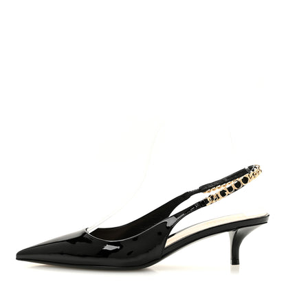 Gucci Patent Signoria 35mm Slingback Pumps 37 Black 1 of 10