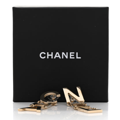 Chanel Metal Cha-Nel Logo Drop Earrings Gold 5 of 5