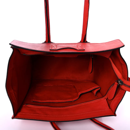 Celine Drummed Calfskin Micro Luggage Coquelicot 7 of 10