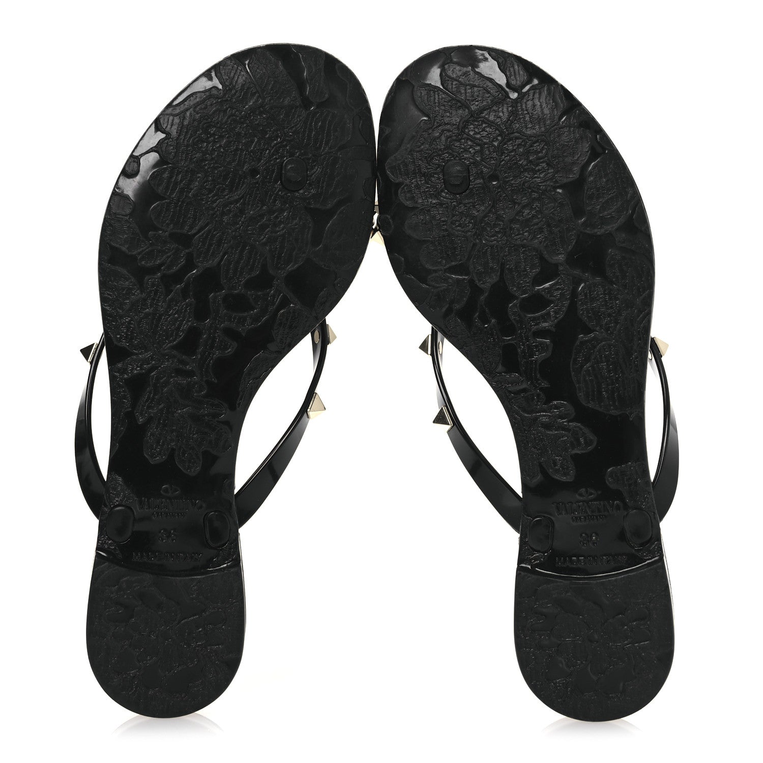 Valentino Garavani PVC Jelly Rockstud Bow Thong Sandals 36 Black 7 of 10