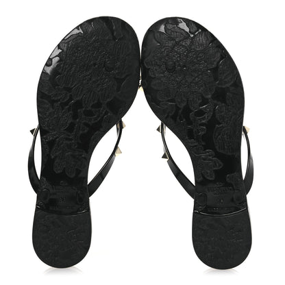 Valentino Garavani PVC Jelly Rockstud Bow Thong Sandals 36 Black 7 of 10