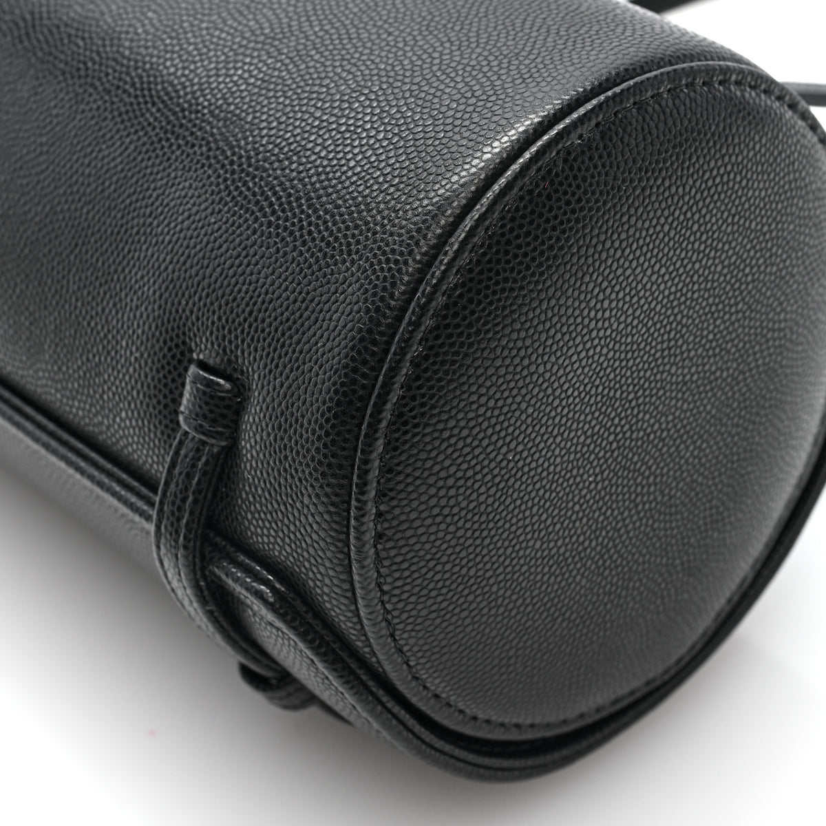 Shiny Caviar Preppy Coco Small Bowling Bag Black