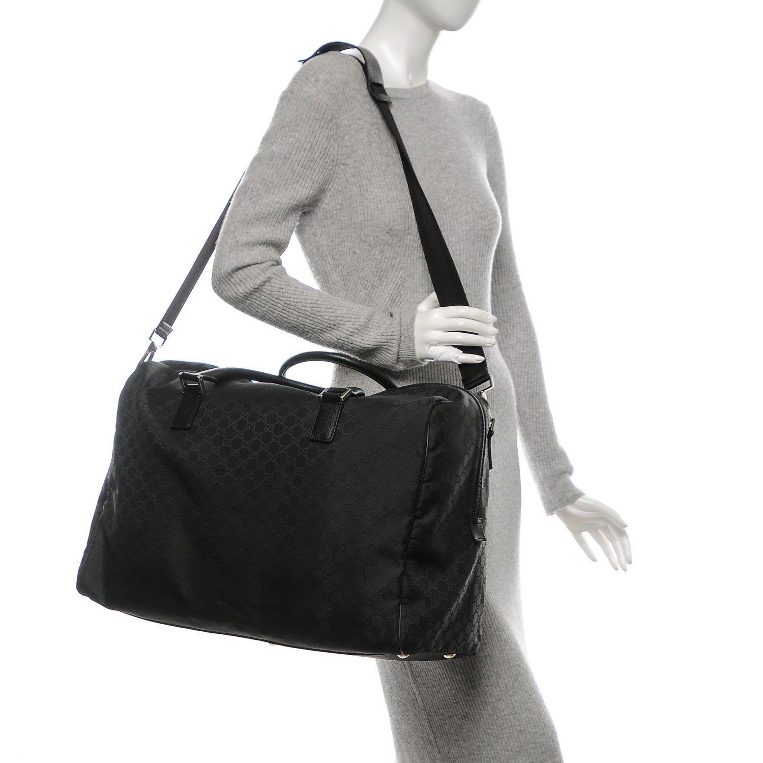 Gucci Nylon Monogram Large Duffle Bag Black 2 of 7