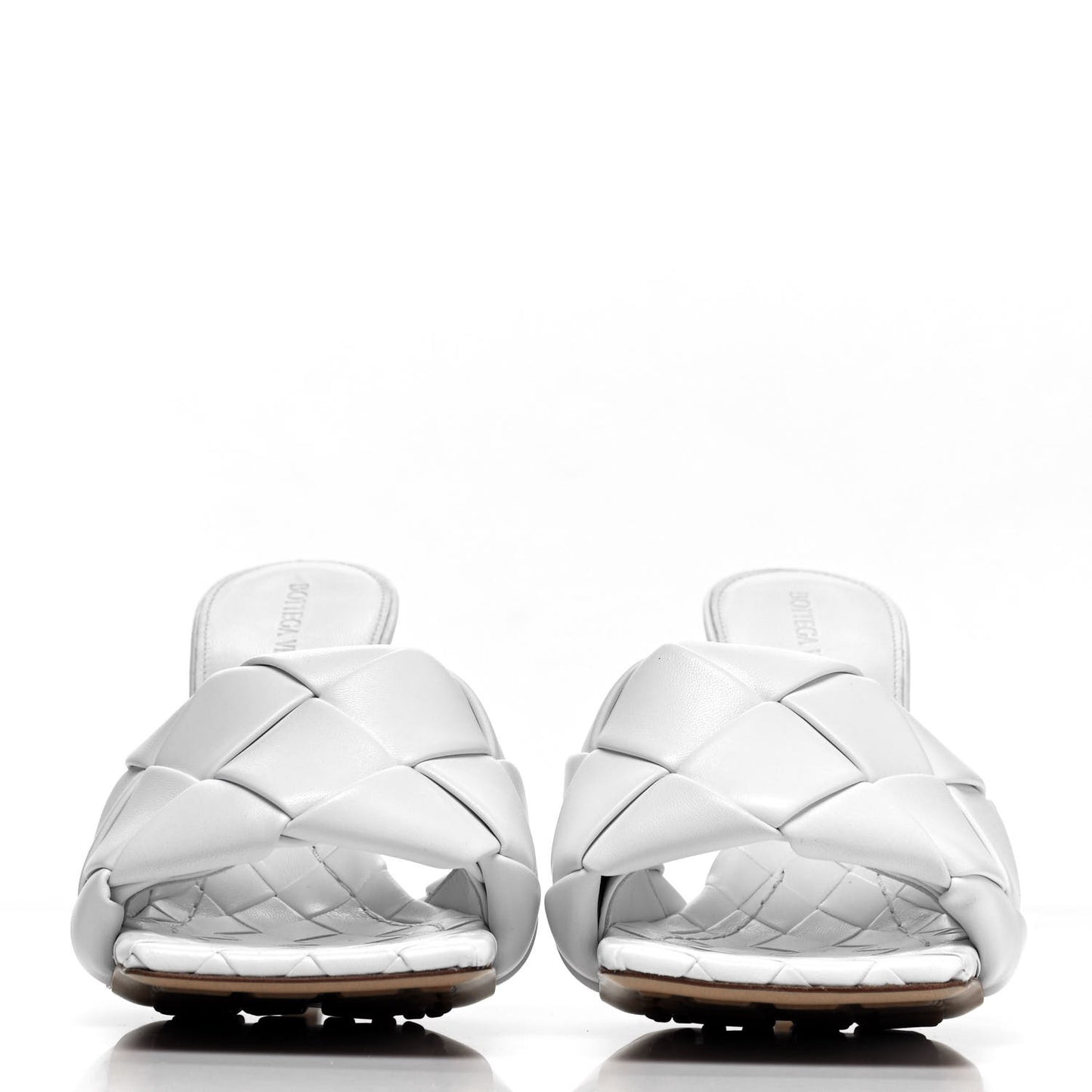 Nappa Maxi Intrecciato Lido Mule Sandals 38.5 Optic White