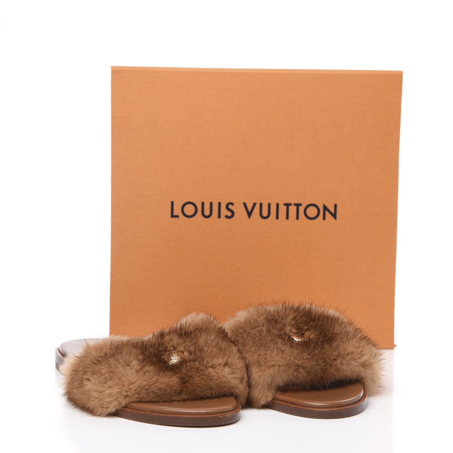 Mink Fur Lock It Flat Mule 40 Beige