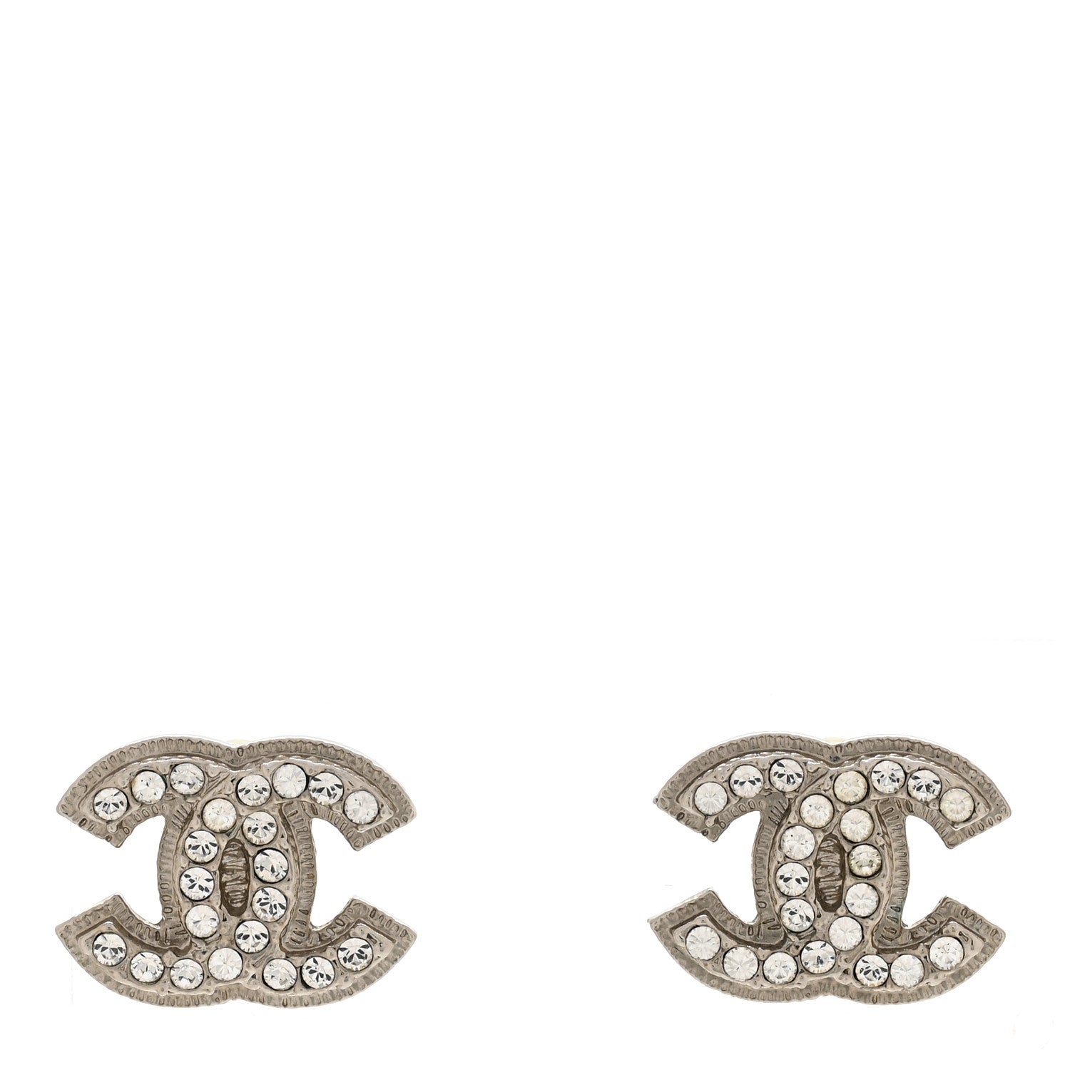 Chanel Crystal CC Earrings Silver 1 of 4