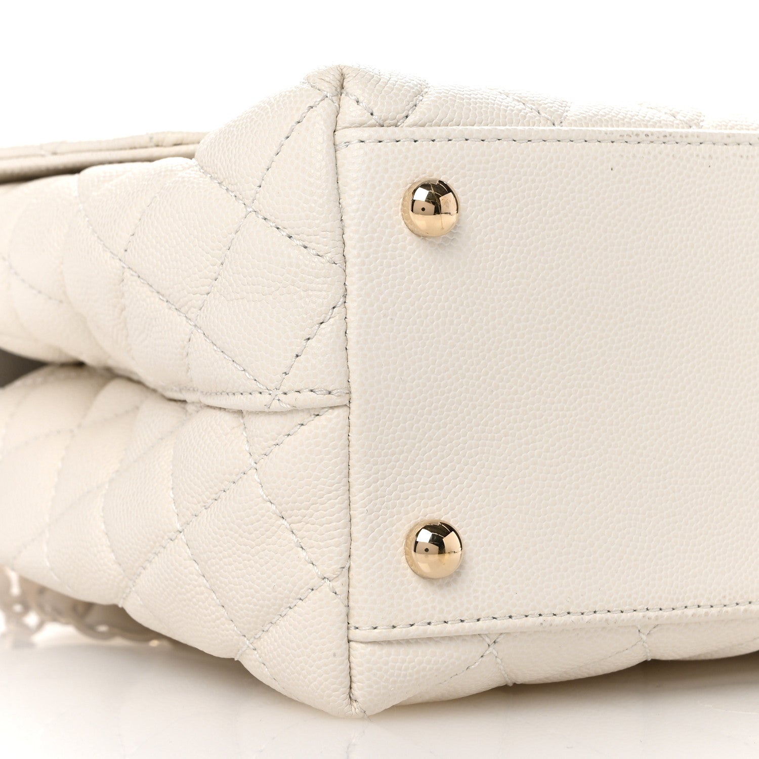Chanel Caviar Quilted Small Coco Handle Flap White 9 of 11