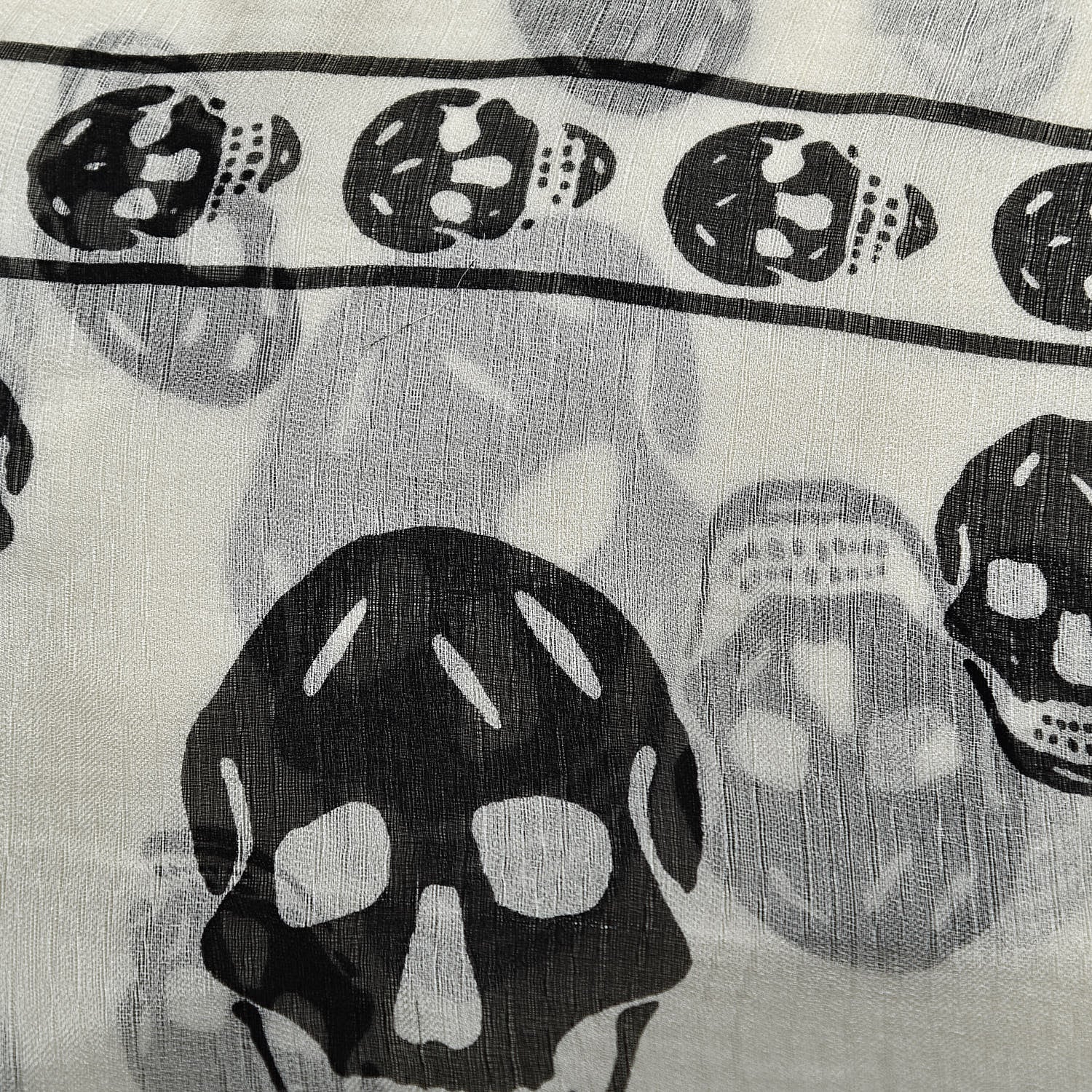 Alexander McQueen Silk Chiffon Skull Scarf Ivory Black 6 of 6