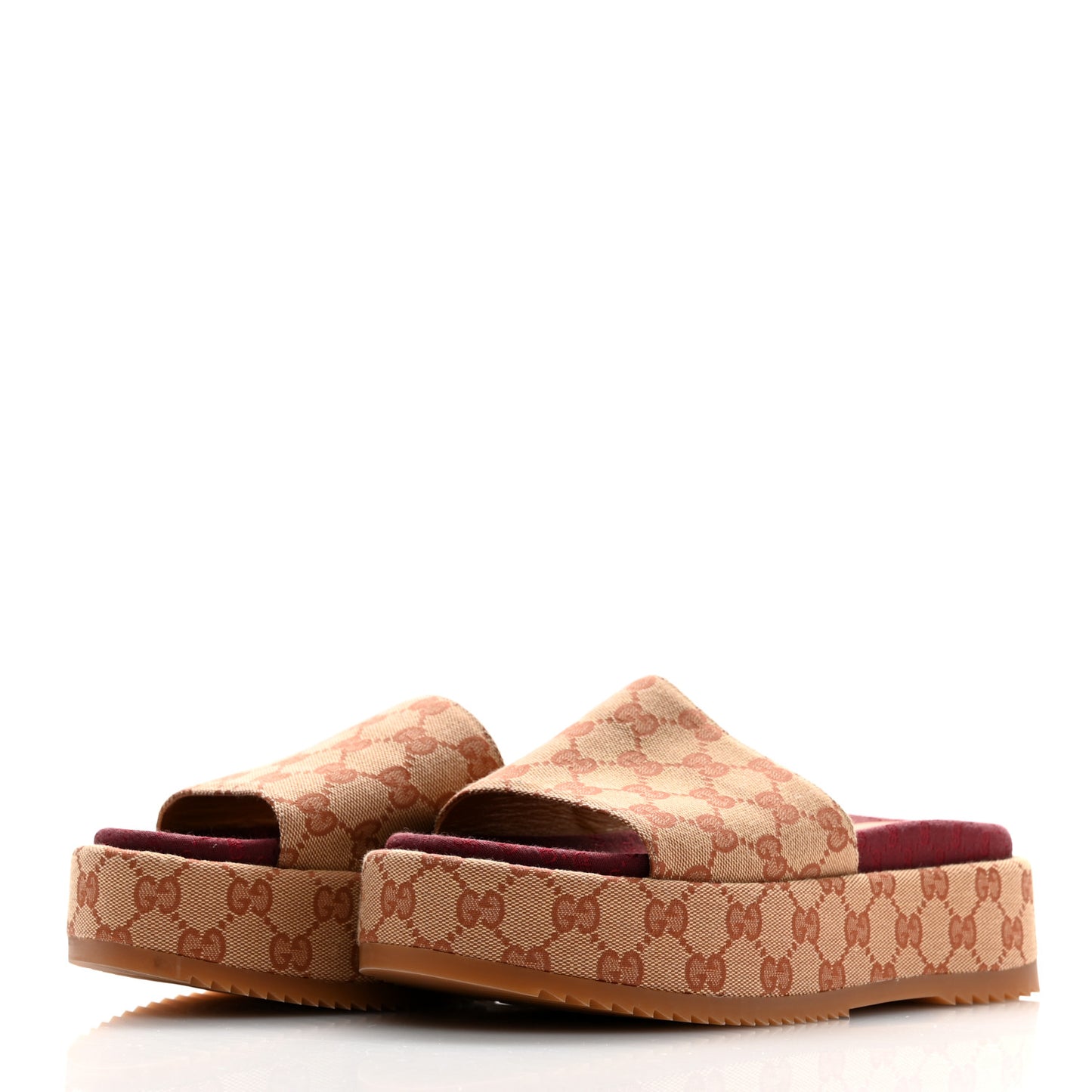 Canvas GG Monogram Angelina Platform Slide Sandals 39.5 Beige Ruggine