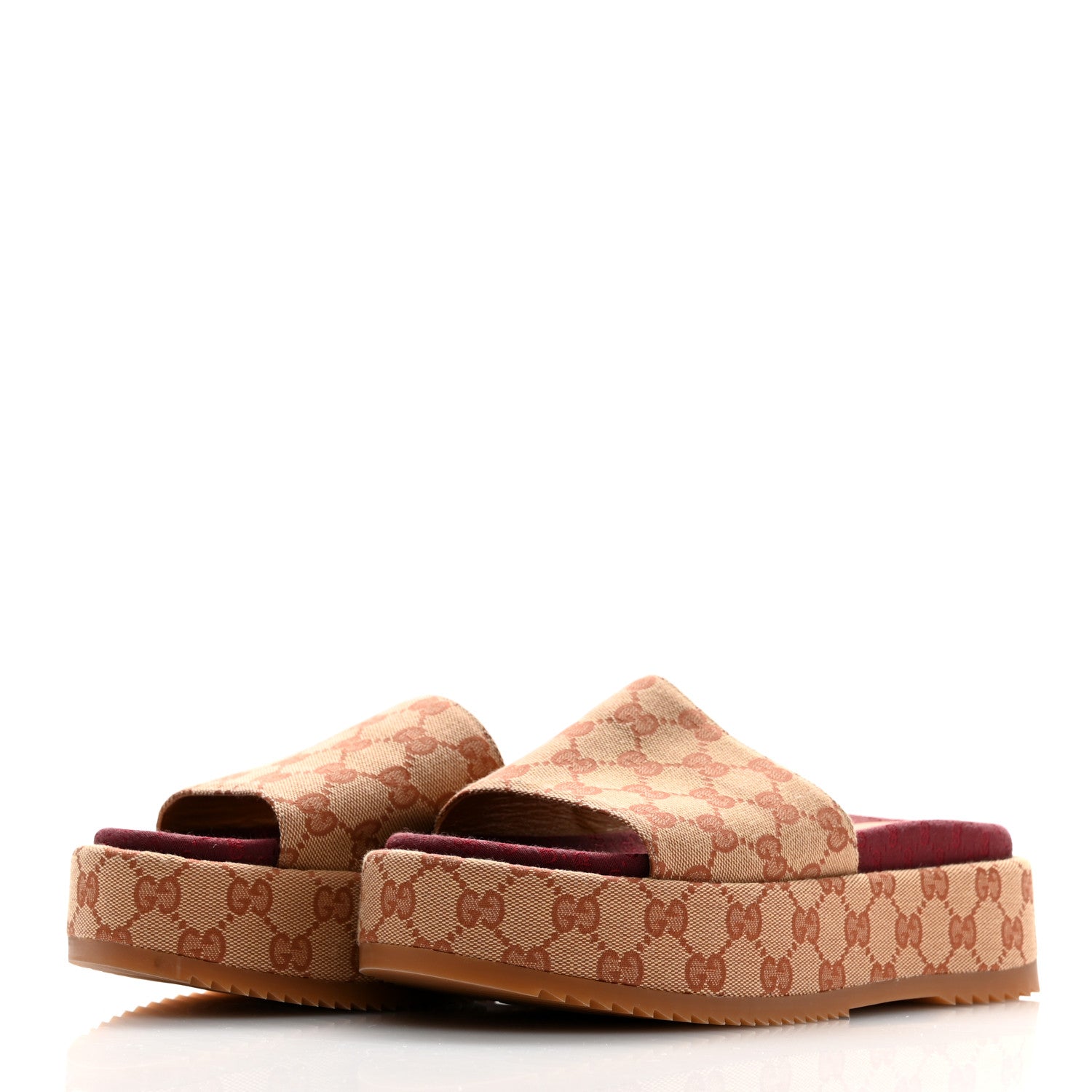Gucci Canvas GG Monogram Angelina Platform Slide Sandals 39.5 Beige Ruggine 4 of 9