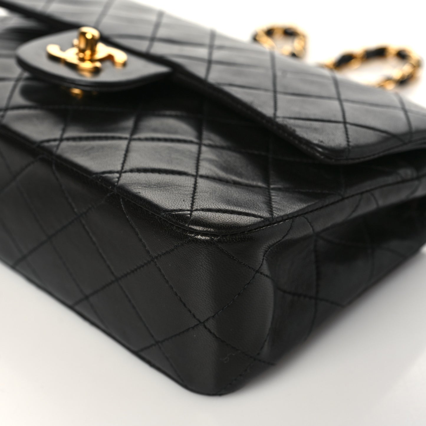 Lambskin Quilted Small Double Flap Black