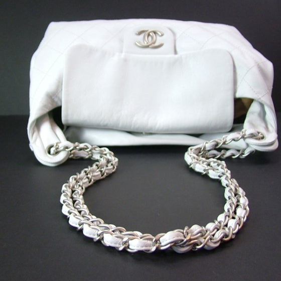 Chanel Leather Quilted Flap Hobo Ivory 4 of 11