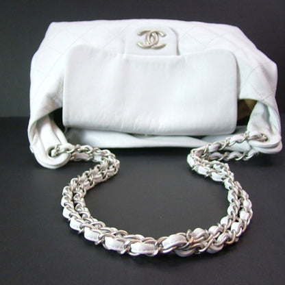 Chanel Leather Quilted Flap Hobo Ivory 4 of 11
