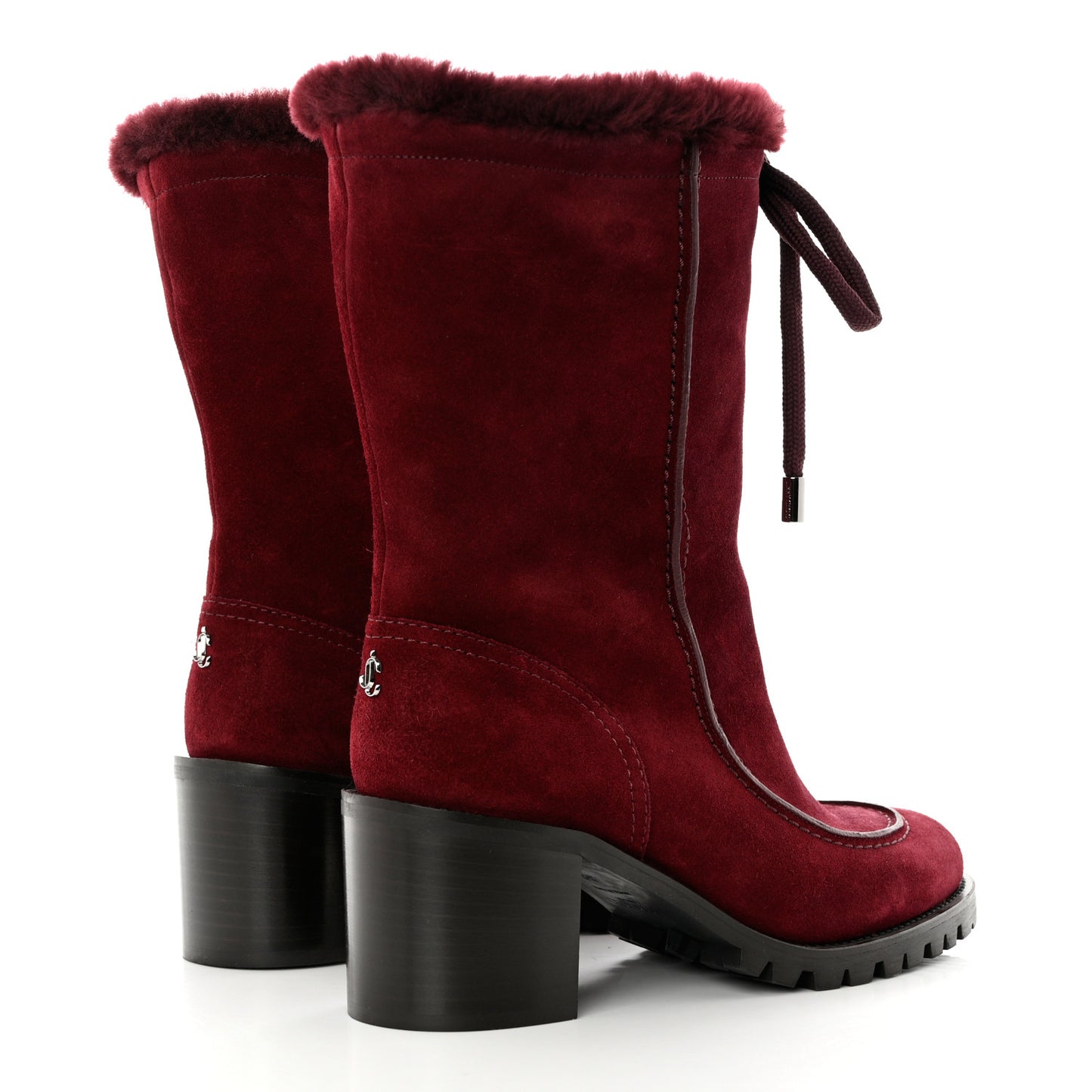 Suede Shearling Buffy 65 Boots 38 Burgundy