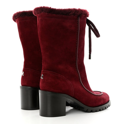 Jimmy Choo Suede Shearling Buffy 65 Boots 38 Burgundy 4 of 7