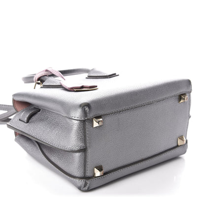 MCM Metallic Grained Calfskin Mini Milla Tote Spike Silver 5 of 13